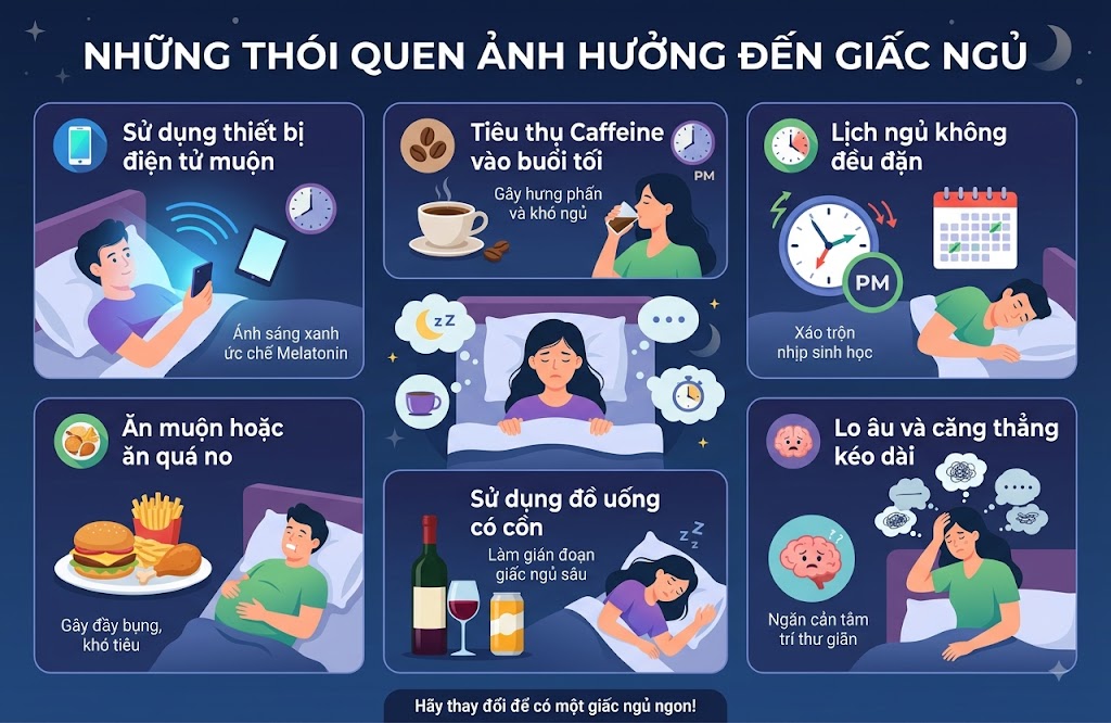 thói quen ảnh hưởng đến giấc ngủ